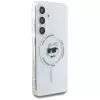 Karl Lagerfeld Button Choupette Head Printed Logo Cover MagSafe per Samsung Galaxy S25 bianco