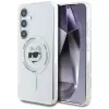 Karl Lagerfeld Button Choupette Head Printed Logo Cover MagSafe per Samsung Galaxy S25 bianco