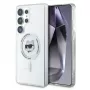 Karl Lagerfeld Button Choupette Head Printed Logo Cover MagSafe per Samsung Galaxy S25 Ultra bianco