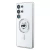 Karl Lagerfeld Button Choupette Head Printed Logo Cover MagSafe per Samsung Galaxy S25 Ultra bianco