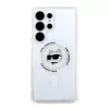 Karl Lagerfeld Button Choupette Head Printed Logo Cover MagSafe per Samsung Galaxy S25 Ultra bianco
