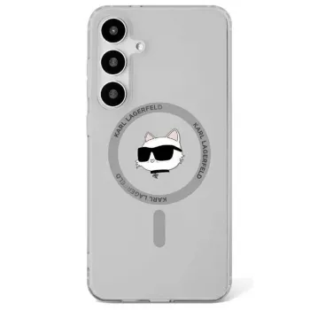 Karl Lagerfeld Button Choupette Head Printed Logo Cover MagSafe per Samsung Galaxy S25, nero