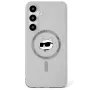 Karl Lagerfeld Button Choupette Head Printed Logo Cover MagSafe per Samsung Galaxy S25, nero