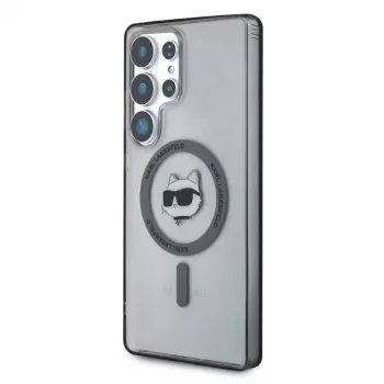Karl Lagerfeld Button Choupette Head Printed Logo Cover MagSafe per Samsung Galaxy S25 Ultra, nero