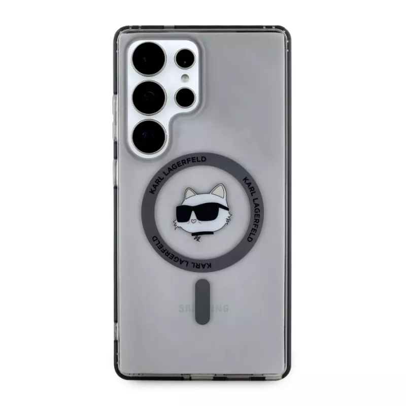 Karl Lagerfeld Button Choupette Head Printed Logo Cover MagSafe per Samsung Galaxy S25 Ultra, nero