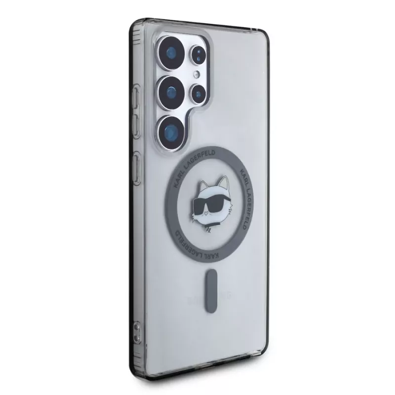 Karl Lagerfeld Button Choupette Head Printed Logo Cover MagSafe per Samsung Galaxy S25 Ultra, nero