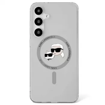 Karl Lagerfeld Button Karl & Choupette Heads Printed Logo Case MagSafe Samsung Galaxy S25 Plus Nero