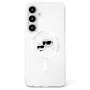 KARL LAGERFELD Button Karl & Choupette Heads Printed Logo Cover MagSafe per Samsung Galaxy S25 bianco