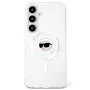 KARL LAGERFELD Button Karl Head Printed Logo Cover MagSafe per Samsung Galaxy S25, bianco