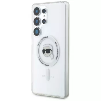 KARL LAGERFELD Button Karl Head Printed Logo Cover MagSafe per Samsung Galaxy S25 Ultra bianco