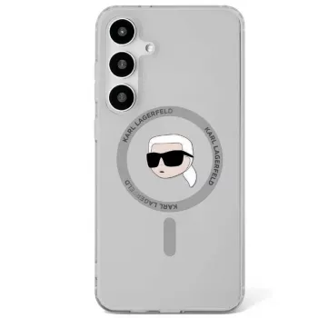 KARL LAGERFELD Button Karl Head Printed Logo Custodia MagSafe per Samsung Galaxy S25, nero