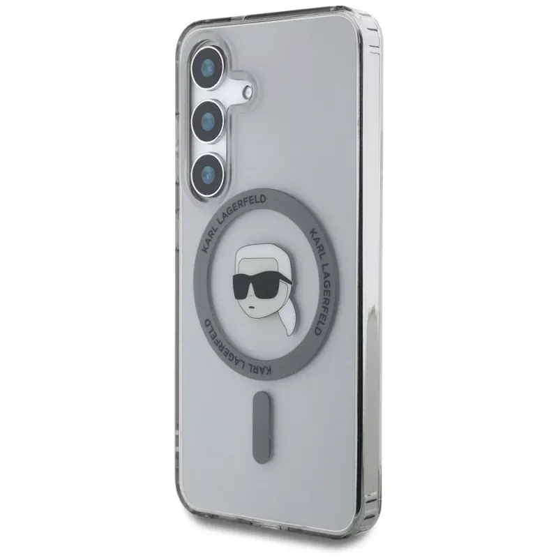 KARL LAGERFELD Button Karl Head Printed Logo Custodia MagSafe per Samsung Galaxy S25, nero