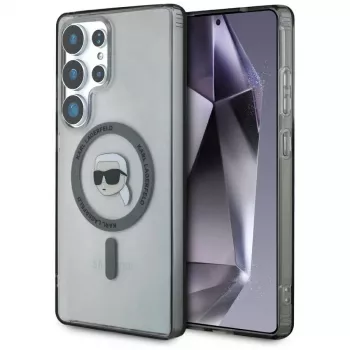 KARL LAGERFELD Button Karl Head Printed Logo Custodia MagSafe per Samsung Galaxy S25 Ultra nero