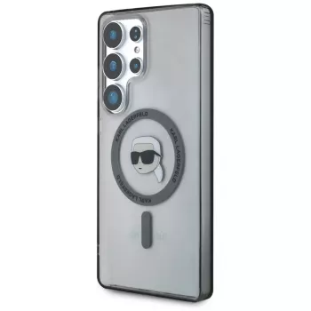 KARL LAGERFELD Button Karl Head Printed Logo Custodia MagSafe per Samsung Galaxy S25 Ultra nero