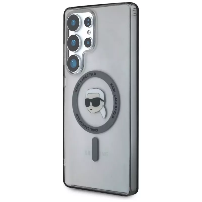 KARL LAGERFELD Button Karl Head Printed Logo Custodia MagSafe per Samsung Galaxy S25 Ultra nero