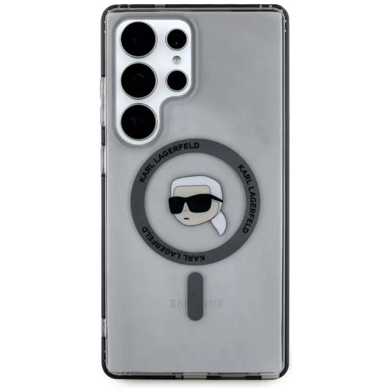 KARL LAGERFELD Button Karl Head Printed Logo Custodia MagSafe per Samsung Galaxy S25 Ultra nero
