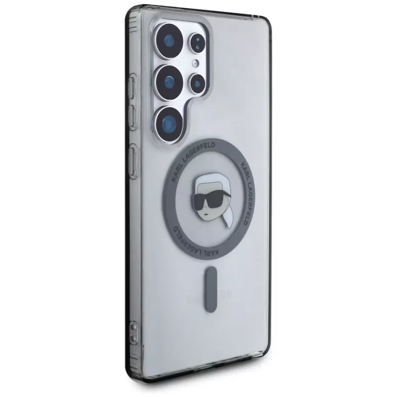 KARL LAGERFELD Button Karl Head Printed Logo Custodia MagSafe per Samsung Galaxy S25 Ultra nero