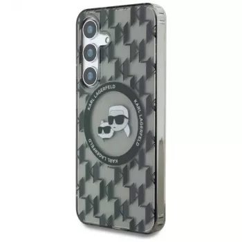 Karl Lagerfeld Button Karl & Choupette Heads On KL Pattern Custodia MagSafe per Samsung Galaxy S25 nero