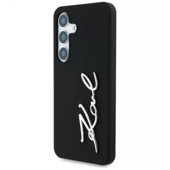 KARL LAGERFELD Silicone Metal Signature Logo Custodia per Samsung Galaxy S25, nero