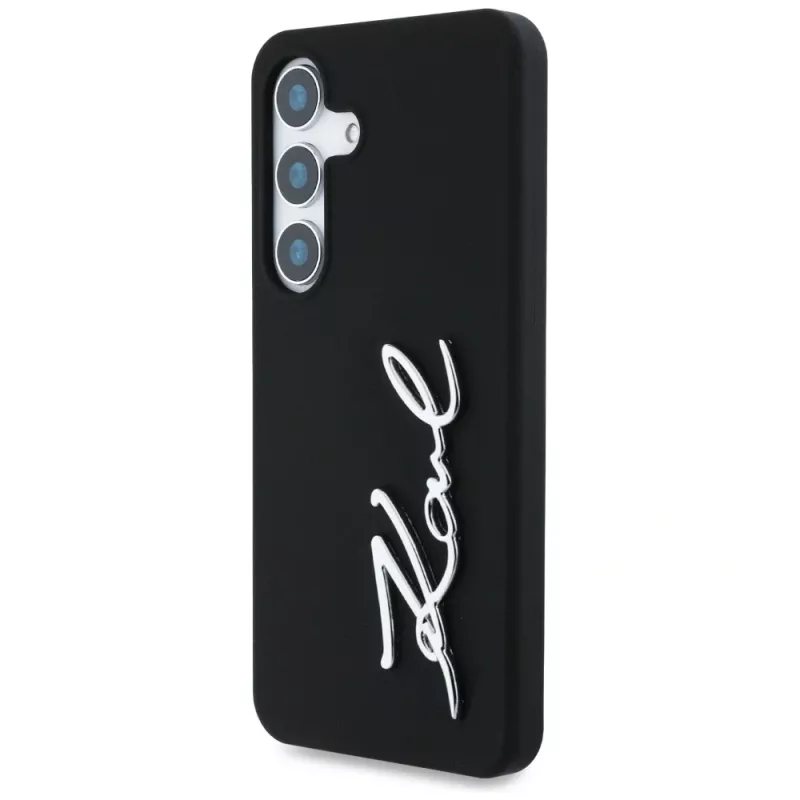 KARL LAGERFELD Silicone Metal Signature Logo Custodia per Samsung Galaxy S25, nero