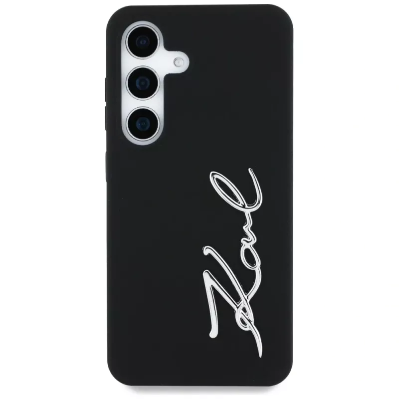 KARL LAGERFELD Silicone Metal Signature Logo Custodia per Samsung Galaxy S25, nero