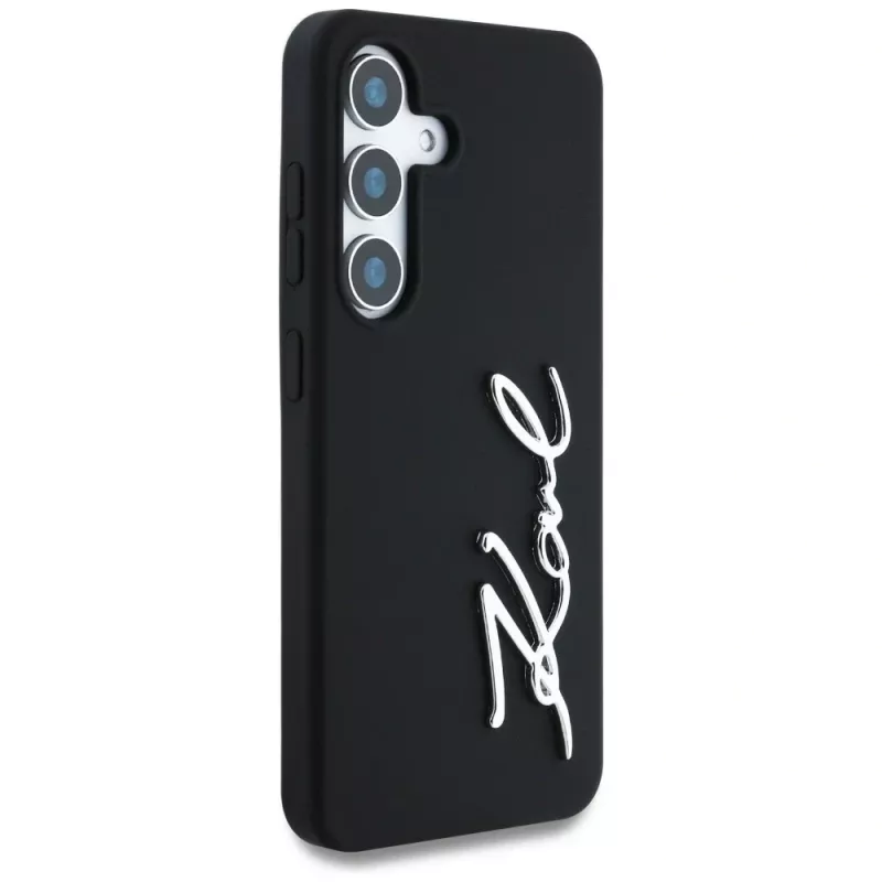 KARL LAGERFELD Silicone Metal Signature Logo Custodia per Samsung Galaxy S25, nero