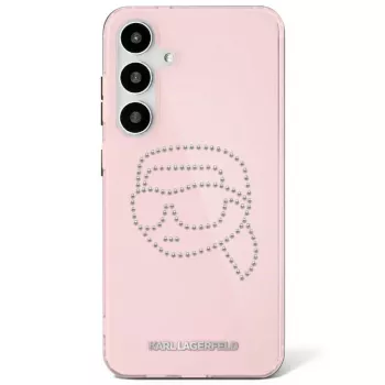 Karl Lagerfeld Rhinestones Karl Head Logo Custodia per Samsung Galaxy S25 (rosa)