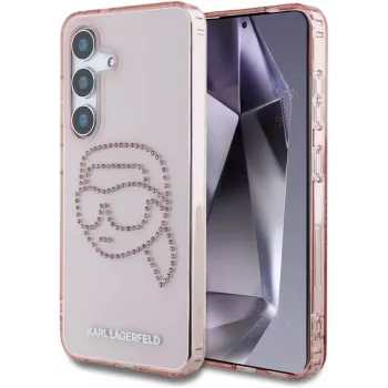 Karl Lagerfeld Rhinestones Karl Head Logo Custodia per Samsung Galaxy S25 (rosa)