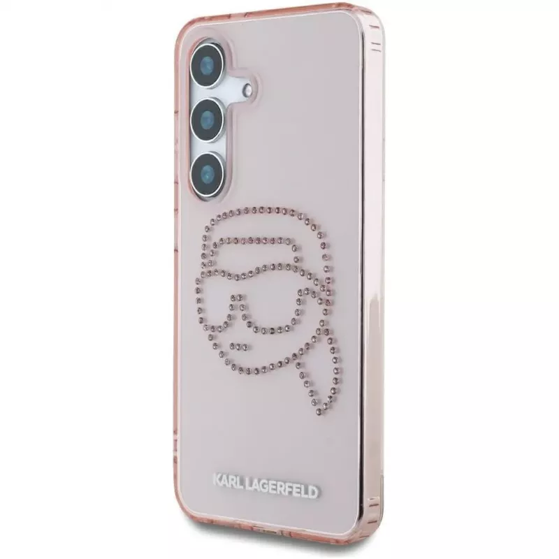 Karl Lagerfeld Rhinestones Karl Head Logo Custodia per Samsung Galaxy S25 (rosa)