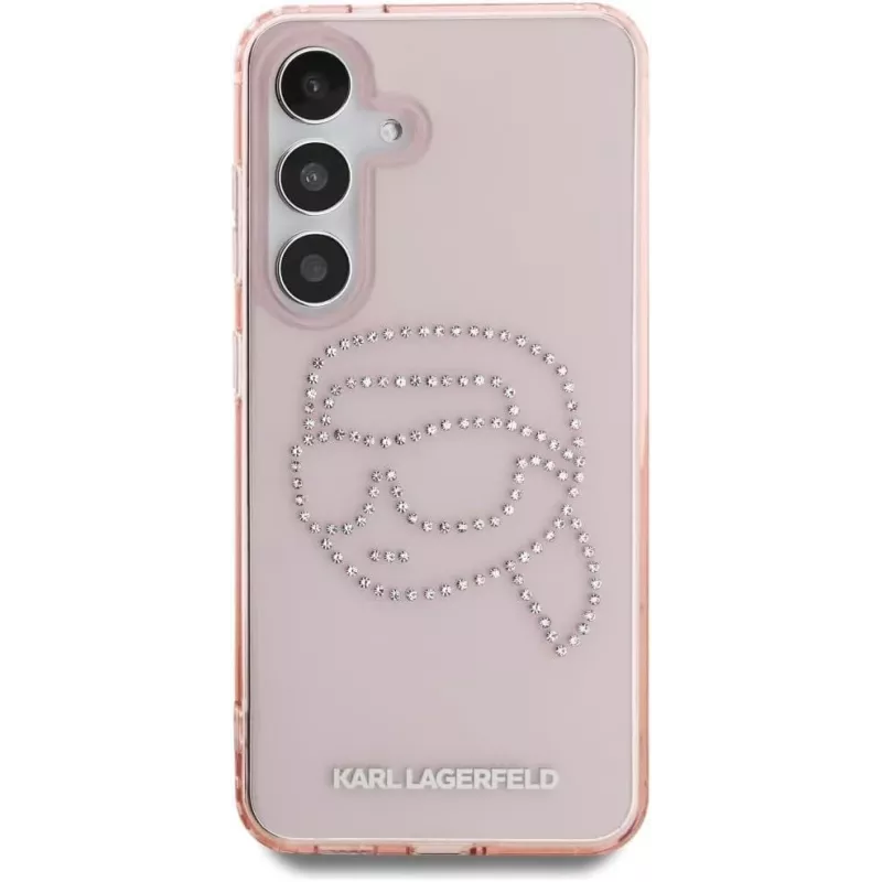Karl Lagerfeld Rhinestones Karl Head Logo Custodia per Samsung Galaxy S25 (rosa)