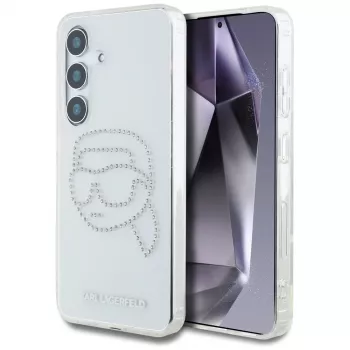 Karl Lagerfeld Rhinestones Karl Head Logo Custodia per Samsung Galaxy S25 (trasparente)