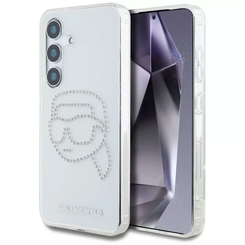 Karl Lagerfeld Rhinestones Karl Head Logo Custodia per Samsung Galaxy S25 (trasparente)
