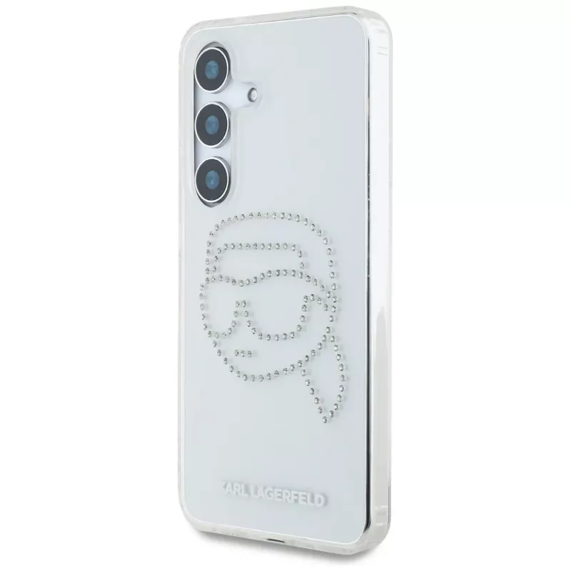 Karl Lagerfeld Rhinestones Karl Head Logo Custodia per Samsung Galaxy S25 (trasparente)