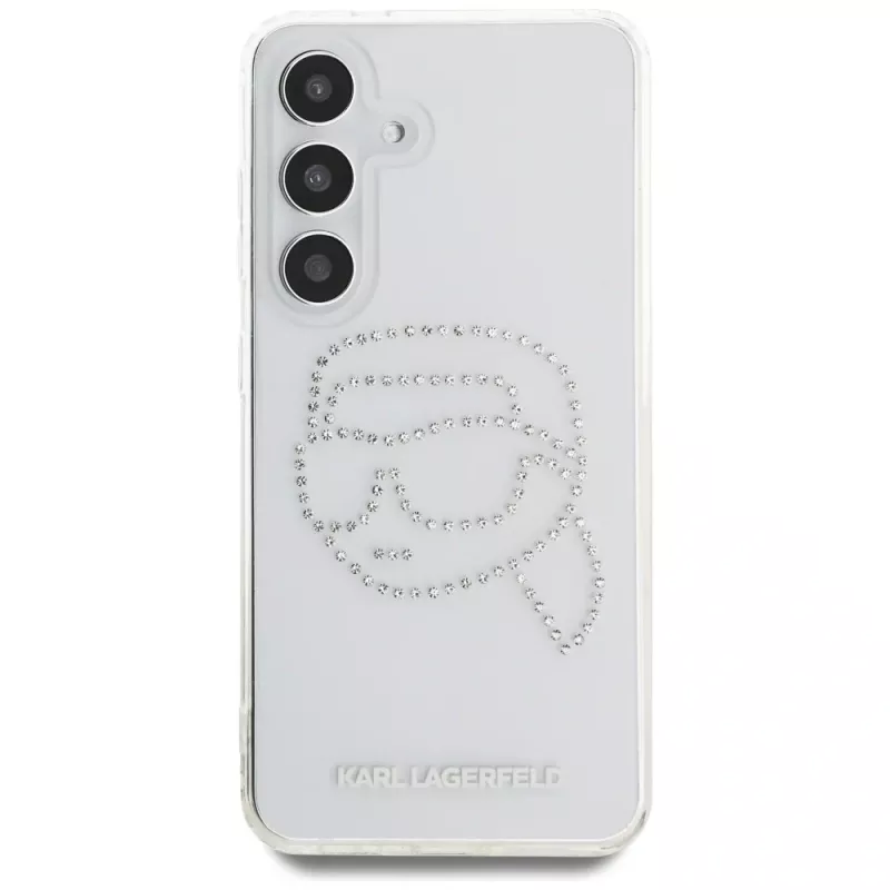 Karl Lagerfeld Rhinestones Karl Head Logo Custodia per Samsung Galaxy S25 (trasparente)