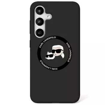 Karl Lagerfeld Silicone DoubleHeads And Circle Custodia MagSafe per Samsung Galaxy S25, nero