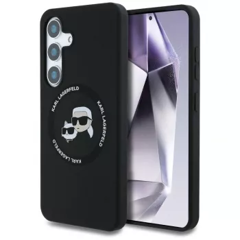 Karl Lagerfeld Silicone DoubleHeads And Circle Custodia MagSafe per Samsung Galaxy S25, nero