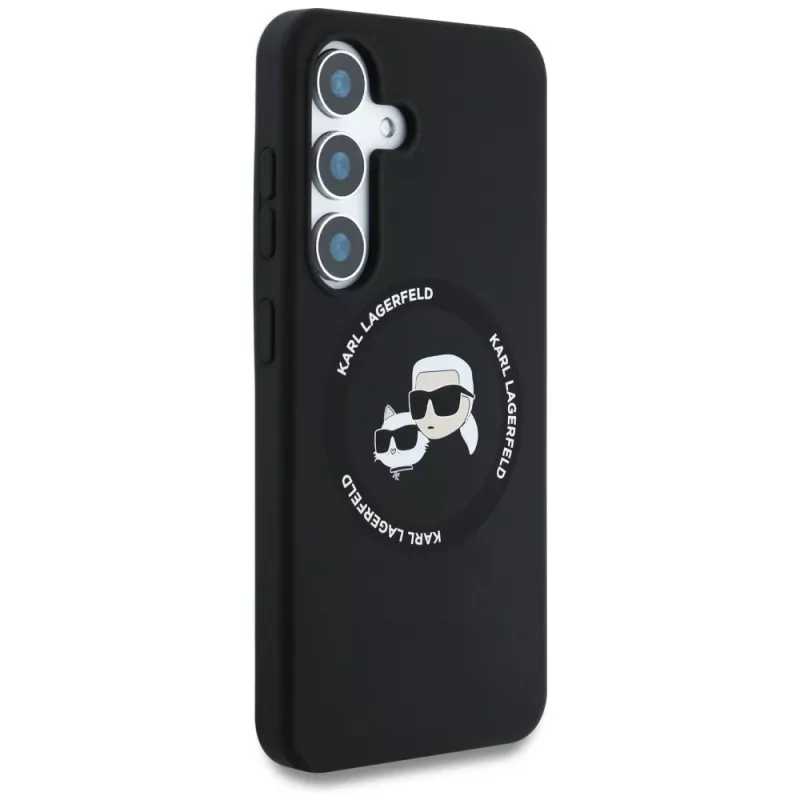 KARL LAGERFELD Silicone DoubleHeads & Circle Custodia MagSafe per Samsung Galaxy S25+ - nero