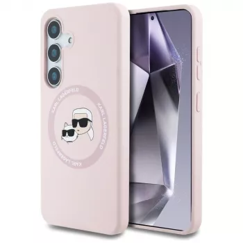 Karl Lagerfeld Silicone DoubleHeads And Circle Custodia MagSafe per Samsung Galaxy S25+ rosa