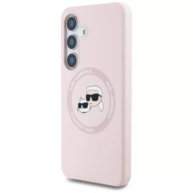 Karl Lagerfeld Silicone DoubleHeads And Circle Custodia MagSafe per Samsung Galaxy S25+ rosa