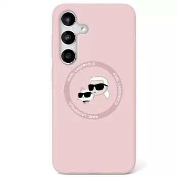 Karl Lagerfeld Silicone DoubleHeads & Circle Custodia MagSafe per Samsung Galaxy S25 Ultra, rosa