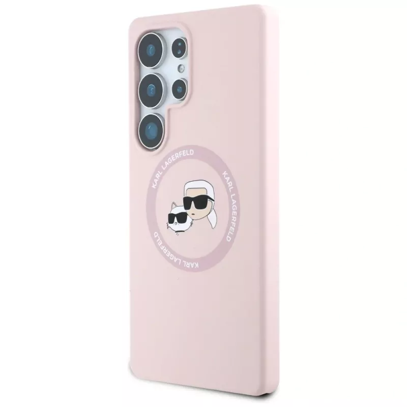 Karl Lagerfeld Silicone DoubleHeads & Circle Custodia MagSafe per Samsung Galaxy S25 Ultra, rosa