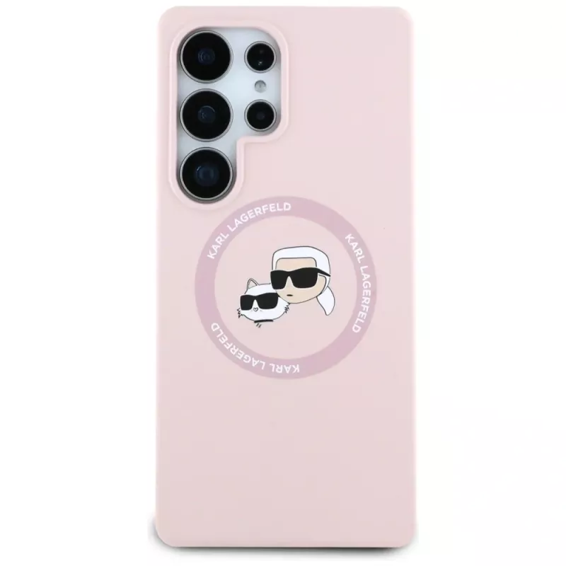 Karl Lagerfeld Silicone DoubleHeads & Circle Custodia MagSafe per Samsung Galaxy S25 Ultra, rosa
