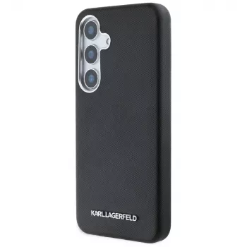 Karl Lagerfeld Saffiano FullWrapped Elongated Metal Logo Custodia MagSafe per Samsung Galaxy S25, nero