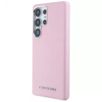 Karl Lagerfeld Saffiano FullWrapped Elongated Metal Logo Custodia MagSafe per Samsung Galaxy S25 Ultra rosa