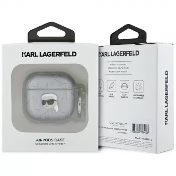 Karl Lagerfeld Monogram Karl Head Custodia per AirPods 4 (argento)