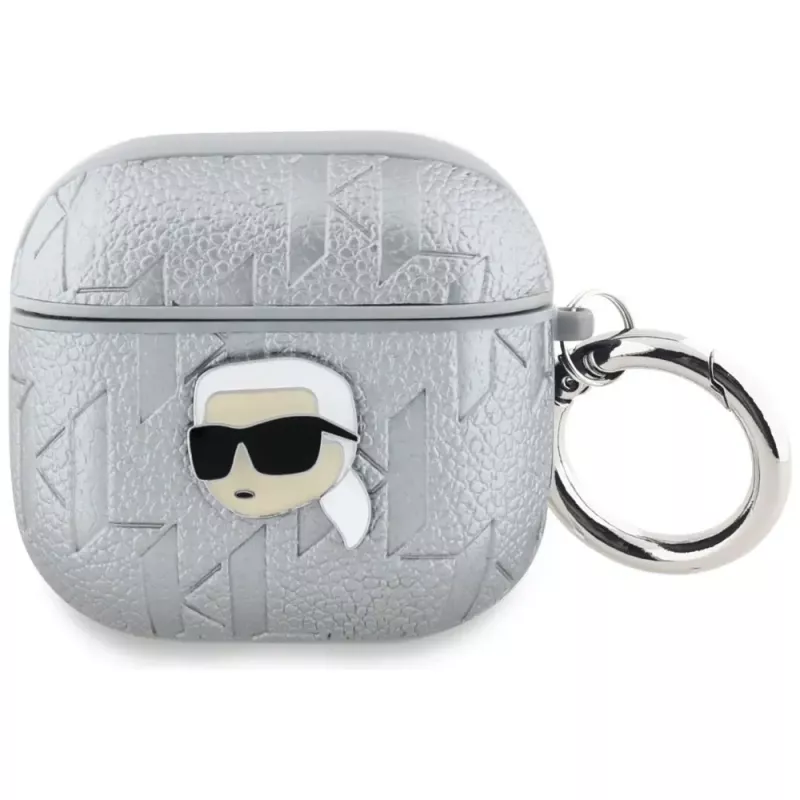 Karl Lagerfeld Monogram Karl Head Custodia per AirPods 4 (argento)