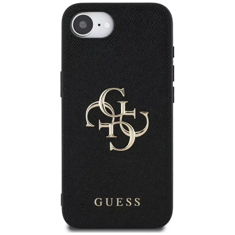 Guess Grained Big 4G Logo Small Classic Logo Custodia per telefono per iPhone 16e (nero)