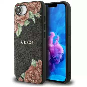 Guess 4G Flowers Print Custodia MagSafe per iPhone 16e / 17e nero