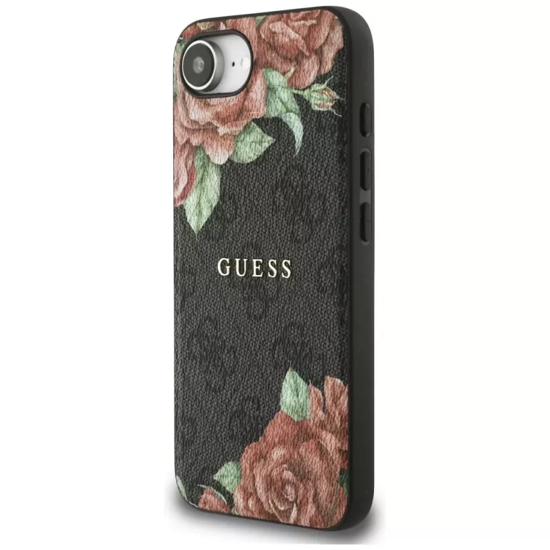 Guess 4G Flowers Print Custodia MagSafe per iPhone 16e / 17e nero