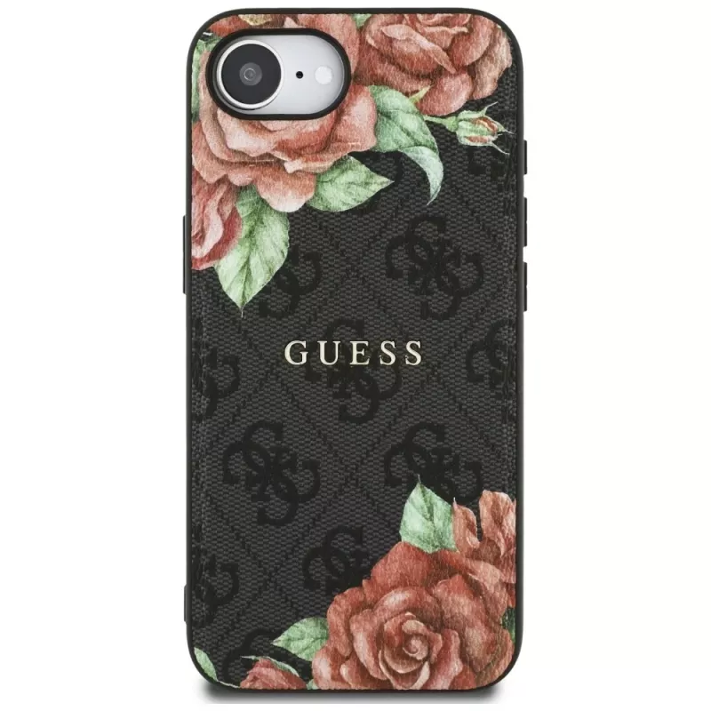Guess 4G Flowers Print Custodia MagSafe per iPhone 16e / 17e nero